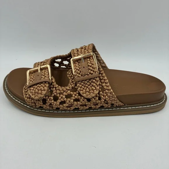 Joie Weaver Tan Macrame Double Buckle Slide Sandals Womens Size 8M Brown - Picture 14 of 16
